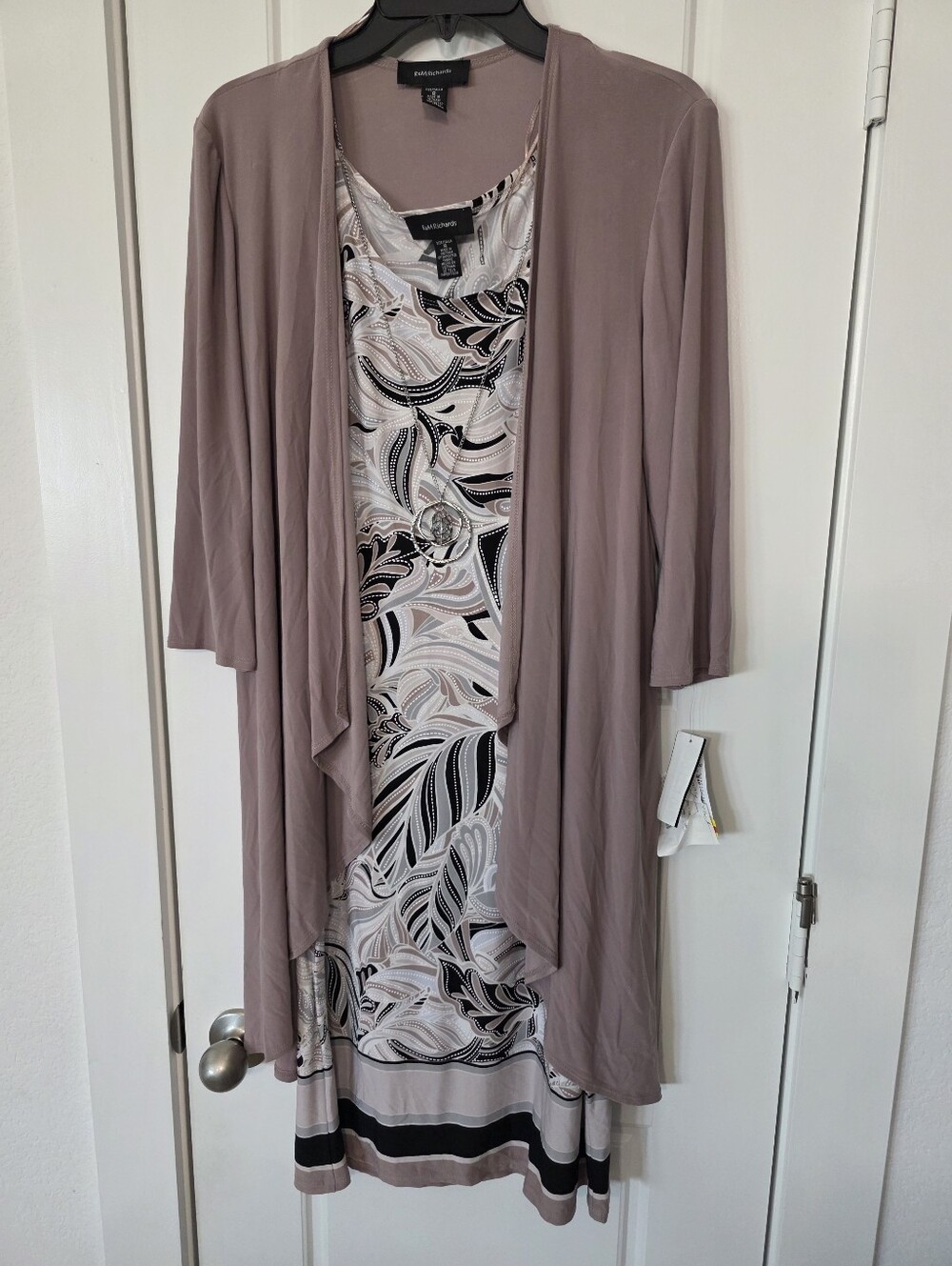 NWT R&M Richards 2 Piece Jacket Dress Set Size 8 Mocha Neutral Paisley Career - Picture 4 of 12